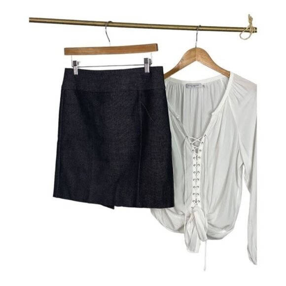 Banana Republic Navy Stretch Denim look Pencil Skirt - Picture 3 of 8